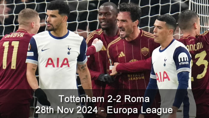 Tottenham 2-2 Roma - Highlights - 28th Nov 2024 - Europa League