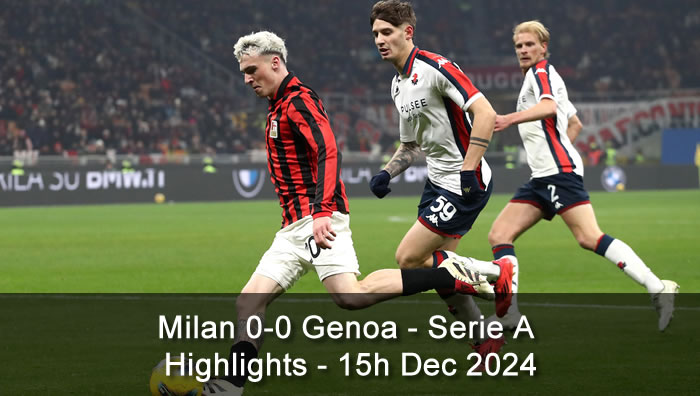 Milan 0-0 Genoa - Highlights - 15h Dec 2024 - Serie A